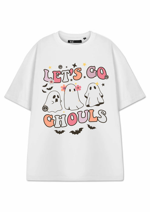 Show Me The Merch Let's Go Ghouls Womens White Short Sleeved T-Shirt