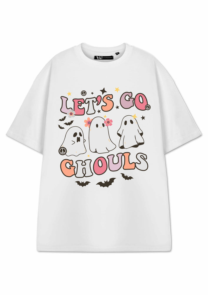Show Me The Merch Let's Go Ghouls Womens White Short Sleeved T-Shirt