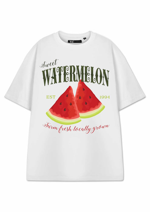 Show Me The Merch Watermelon Womens White Short Sleeved T-Shirt