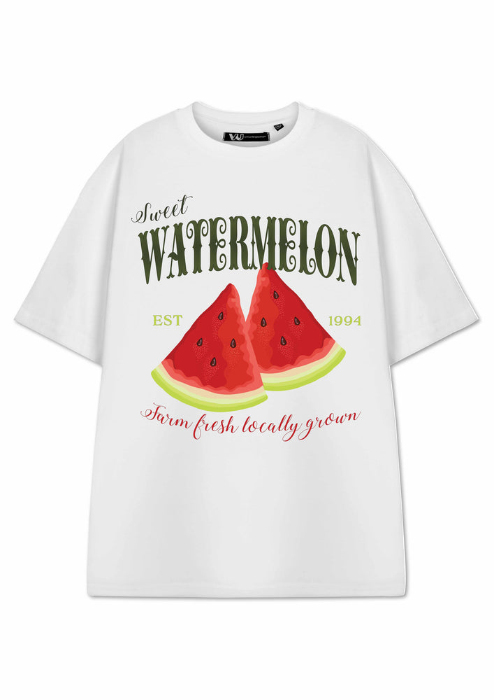 Show Me The Merch Watermelon Womens White Short Sleeved T-Shirt