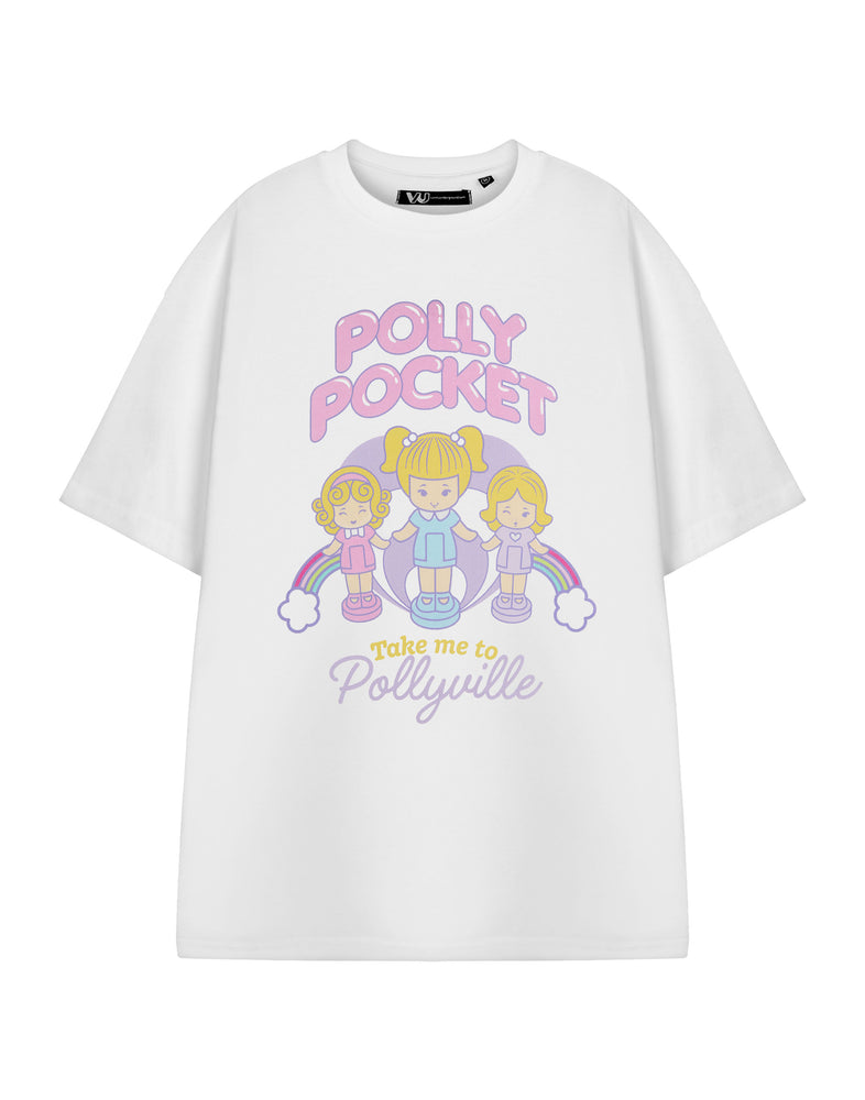 Polly Pocket Pollyville Womens White Short Sleeved T-Shirt