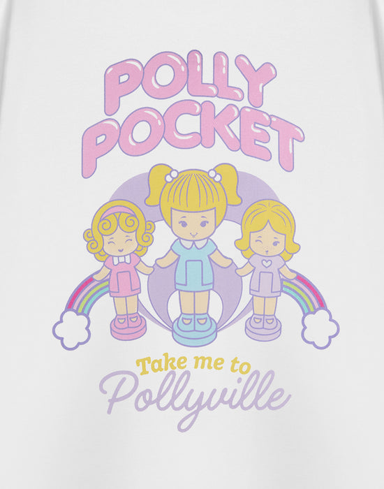 Polly Pocket Pollyville Womens White Short Sleeved T-Shirt