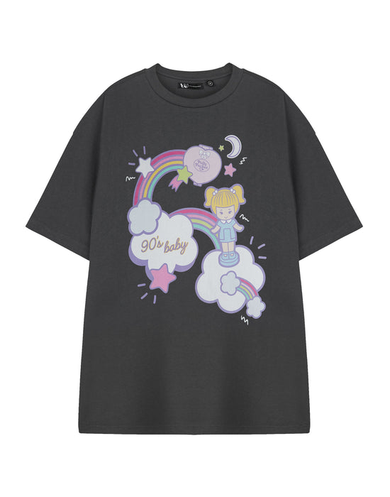 Polly Pocket 90's Baby Womens Grey Short Sleeved T-Shirt