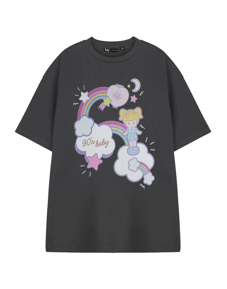 Polly Pocket 90's Baby Womens Grey Short Sleeved T-Shirt