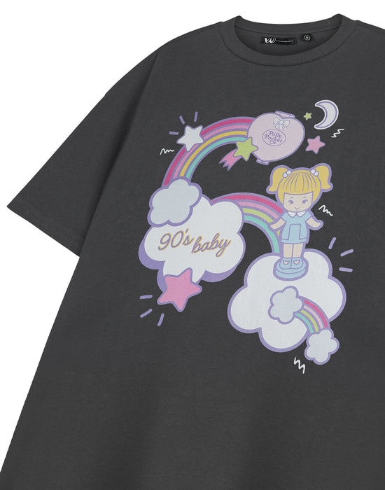 Polly Pocket 90's Baby Womens Grey Short Sleeved T-Shirt