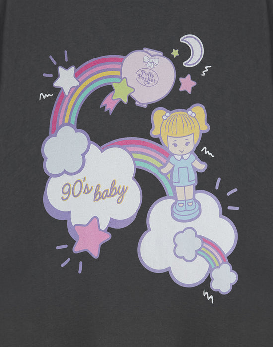 Polly Pocket 90's Baby Womens Grey Short Sleeved T-Shirt