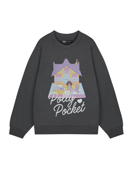 Polly Pocket Doll House Womens Grey Sweatshirt