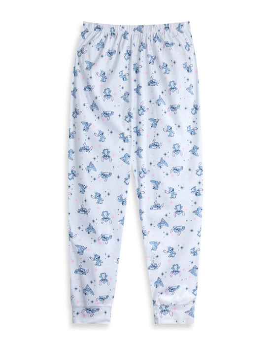Disney Stitch Womens Pink Long Sleeve Long Leg Pyjama Set