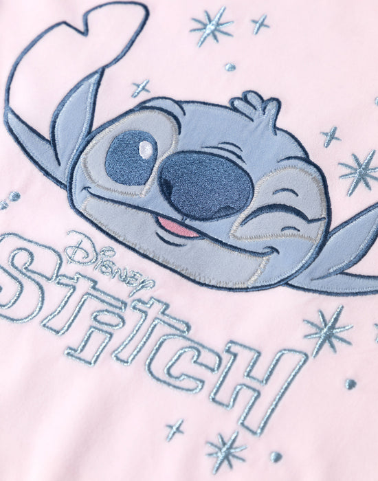 Disney Stitch Womens Pink Long Sleeve Long Leg Pyjama Set