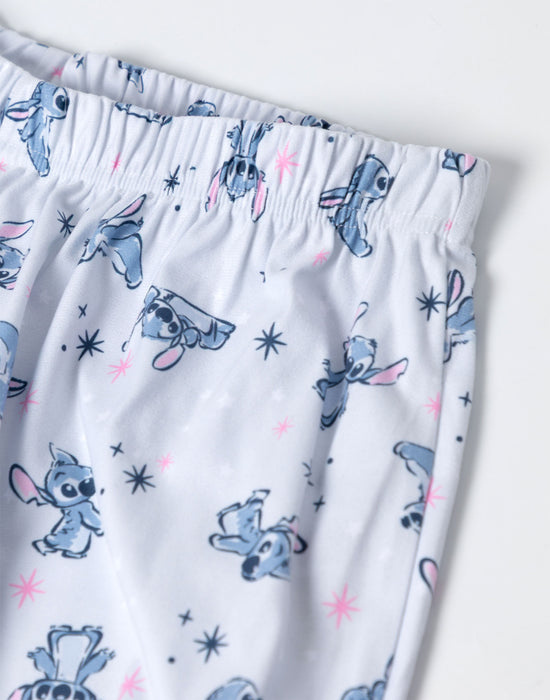 Disney Stitch Womens Pink Long Sleeve Long Leg Pyjama Set