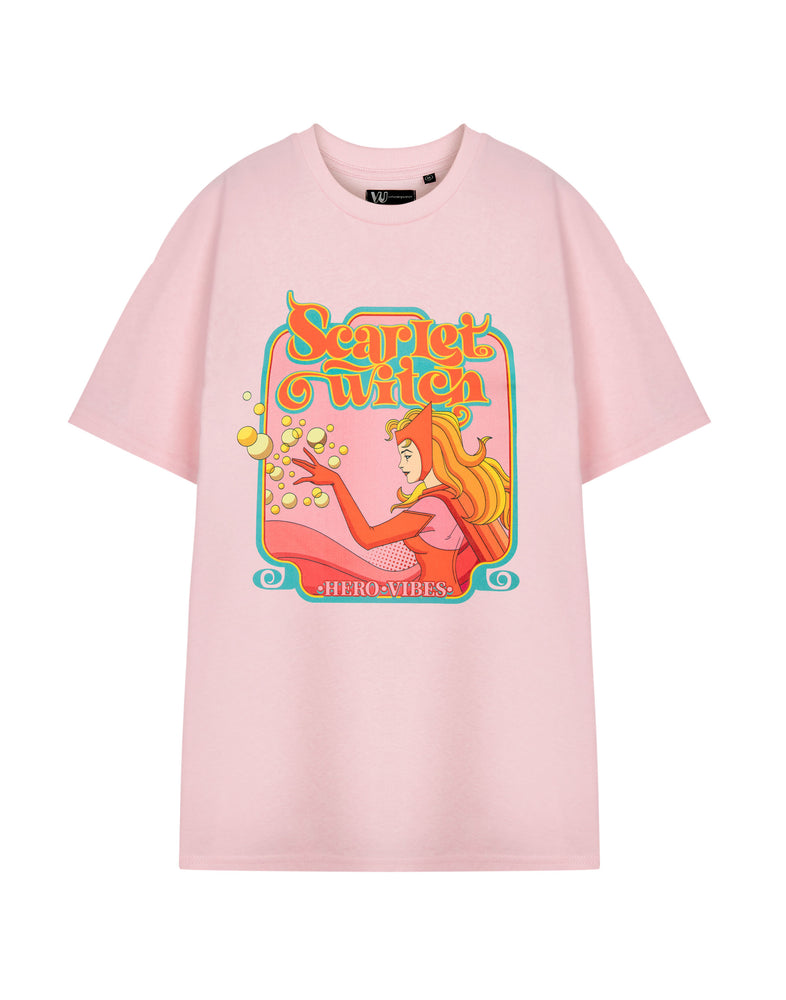 Marvel Hero Vibes Womens Pink Short Sleeved T-Shirt