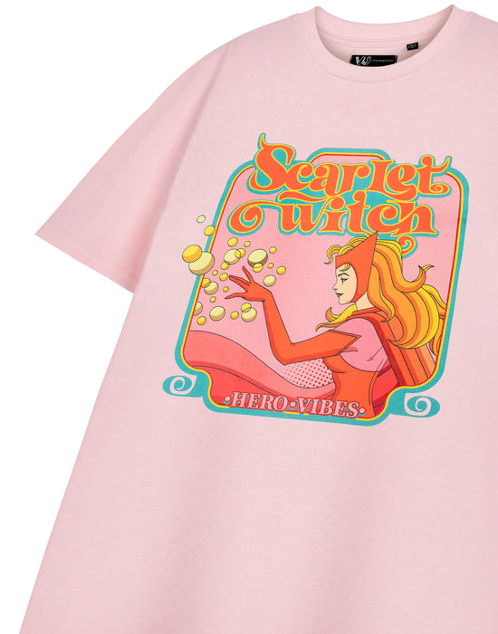 Marvel Hero Vibes Womens Pink Short Sleeved T-Shirt