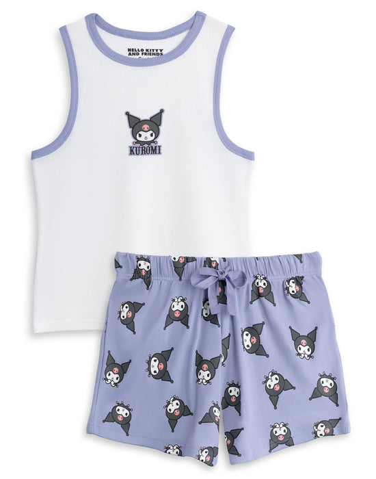 Hello Kitty Kuromi Womens Purple Vest and Shorts Pyjama Set