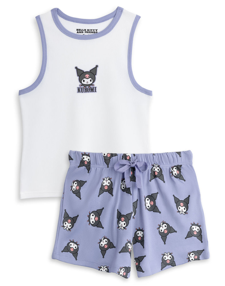 Hello Kitty Kuromi Womens Purple Vest and Shorts Pyjama Set