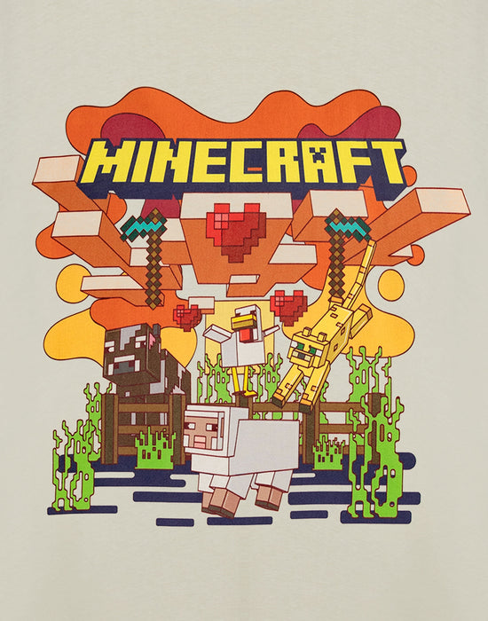 Minecraft Heart Animals Womens Beige Short Sleeved T-Shirt
