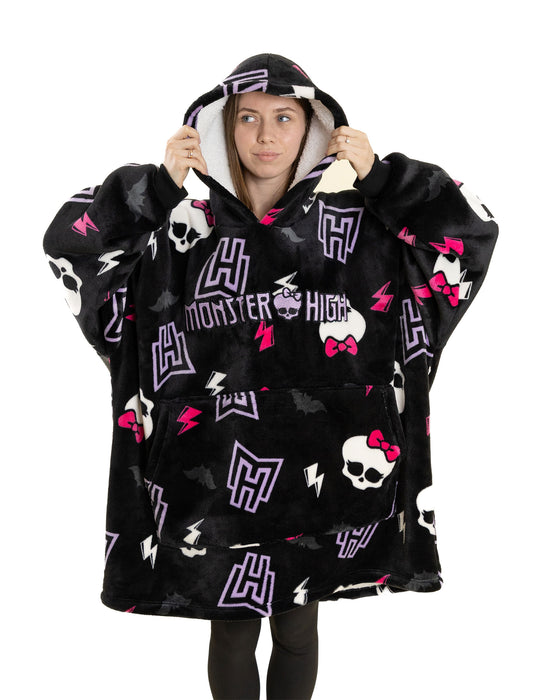 Monster High Skull & Lighting Bolt Womens Multicoloured Blanket Hoodie