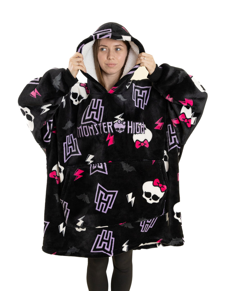 Monster High Skull & Lighting Bolt Womens Multicoloured Blanket Hoodie