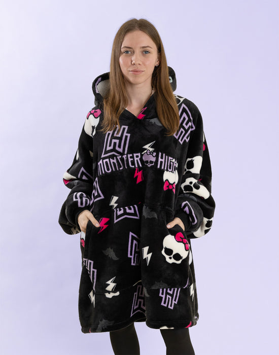 Monster High Skull & Lighting Bolt Womens Multicoloured Blanket Hoodie