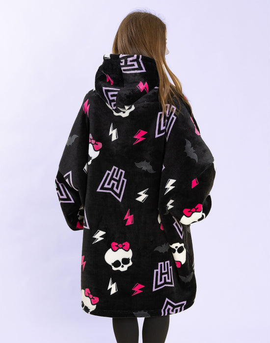 Monster High Skull & Lighting Bolt Womens Multicoloured Blanket Hoodie