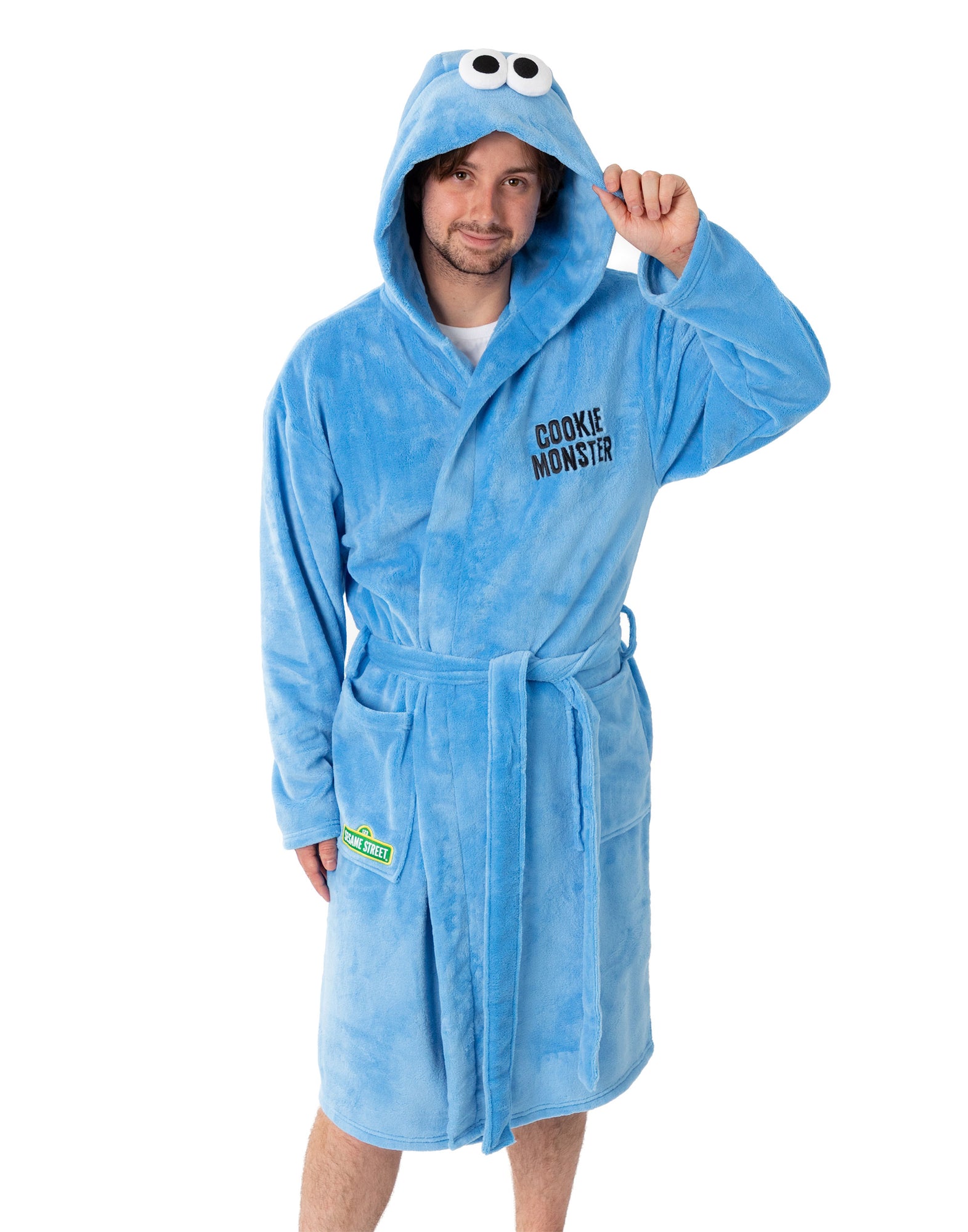 Sesame Street Cookie Monster Unisex Blue Hooded Bathrobe — Vanilla ...