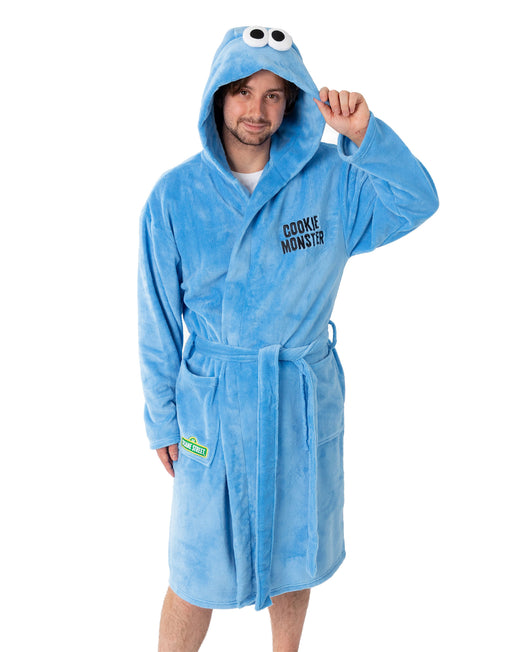 Sesame Street Cookie Monster Unisex Blue Hooded Bathrobe