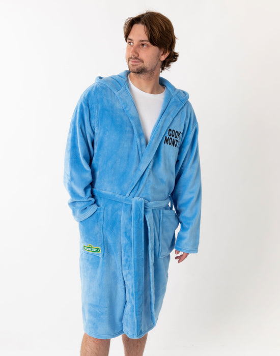 Sesame Street Cookie Monster Unisex Blue Hooded Bathrobe