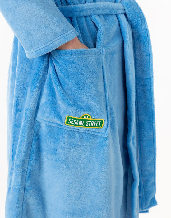 Sesame Street Cookie Monster Unisex Blue Hooded Bathrobe