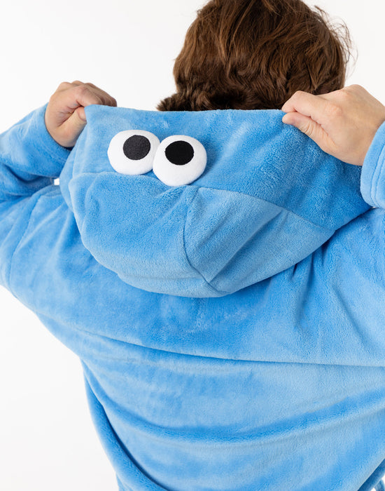 Sesame Street Cookie Monster Unisex Blue Hooded Bathrobe