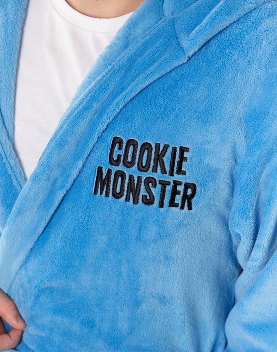 Sesame Street Cookie Monster Unisex Blue Hooded Bathrobe