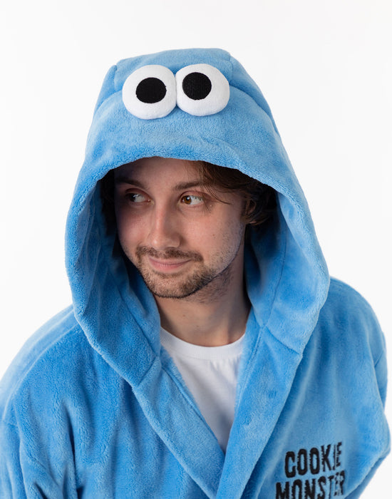 Sesame Street Cookie Monster Unisex Blue Hooded Bathrobe