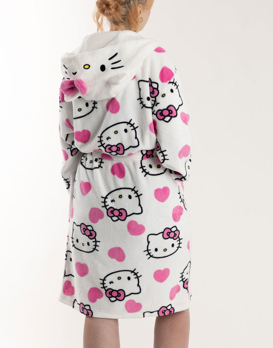 Hello Kitty Character Womens Multicoloured Hooded Bathrobe