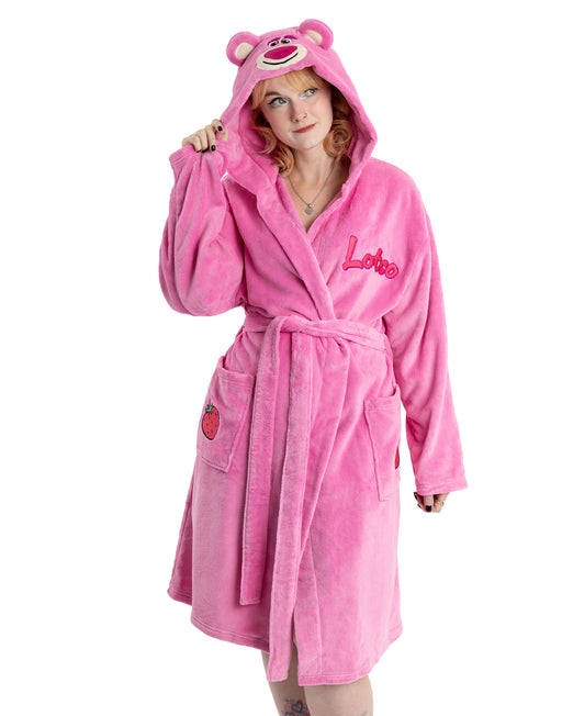Disney Toy Story Lotso Womens Pink Hooded Bathrobe