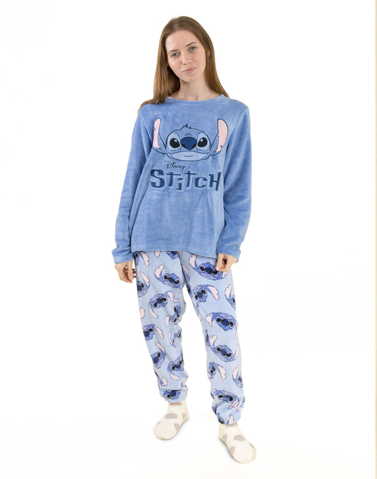 Lilo & Stitch Stitch Womens Blue Long Sleeve Long Leg Pyjama Set