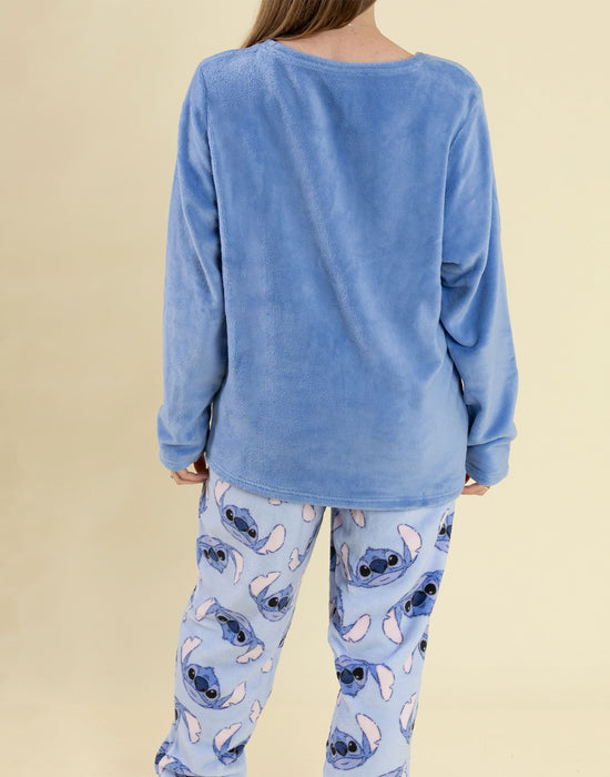 Lilo & Stitch Stitch Womens Blue Long Sleeve Long Leg Pyjama Set