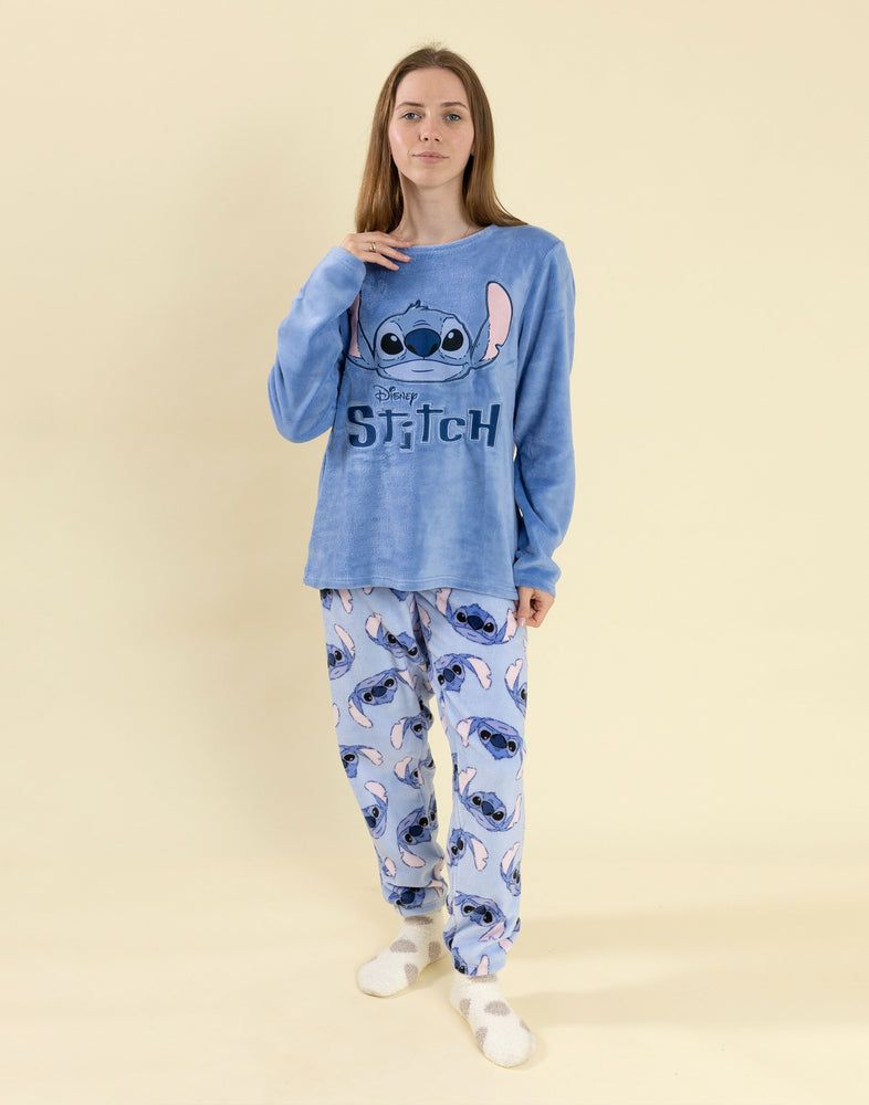 Lilo & Stitch Stitch Womens Blue Long Sleeve Long Leg Pyjama Set