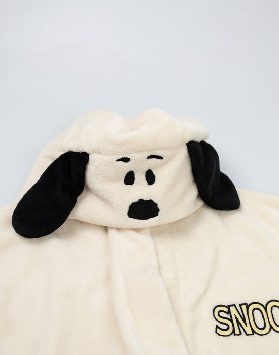 Peanuts Snoopy Womens White Hooded Bathrobe