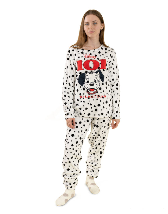 Disney 101 Dalmations Womens White Long Sleeve Long Leg Pyjama Set