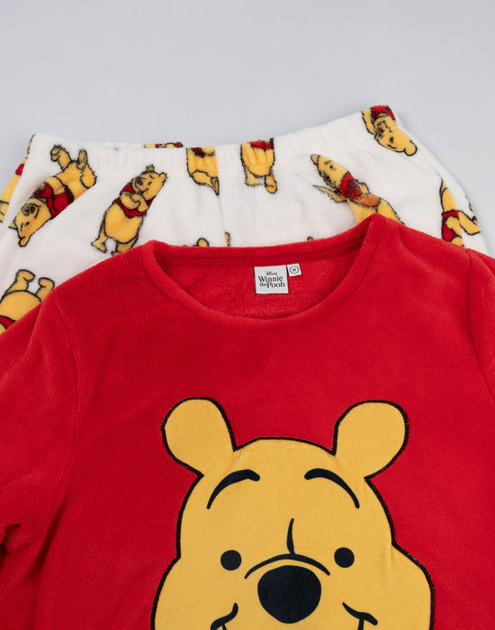 Winnie the Pooh Bear Womens Red Long Sleeve Long Leg Pyjama Set