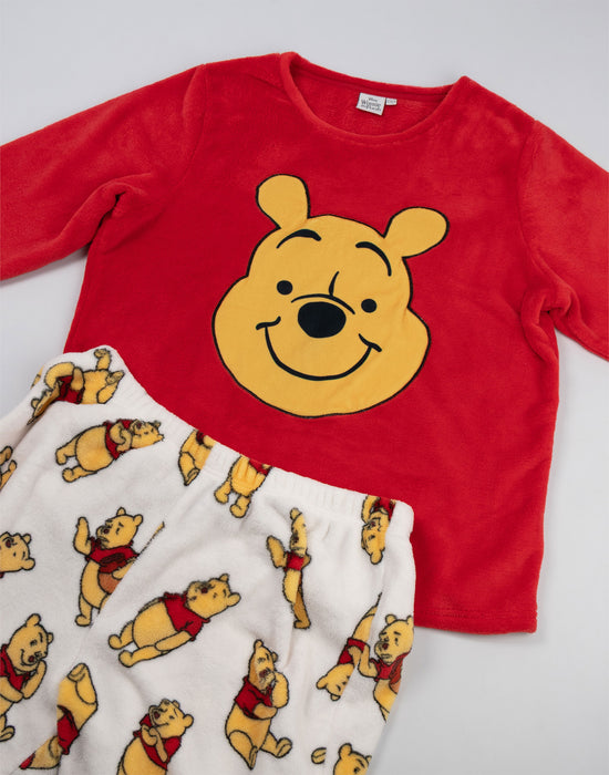 Winnie the Pooh Bear Womens Red Long Sleeve Long Leg Pyjama Set
