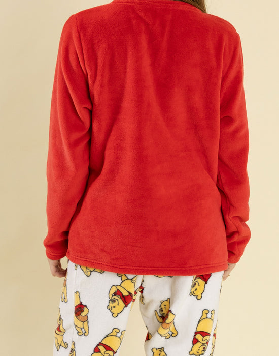 Winnie the Pooh Bear Womens Red Long Sleeve Long Leg Pyjama Set