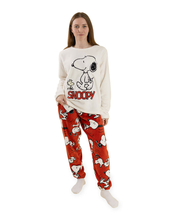 Peanuts Snoopy Womens Red Long Sleeve Long Leg Pyjama Set