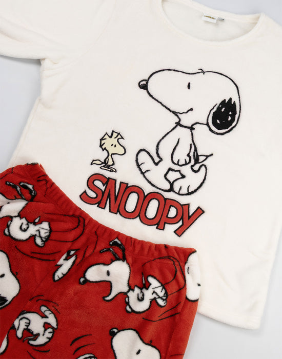 Peanuts Snoopy Womens Red Long Sleeve Long Leg Pyjama Set