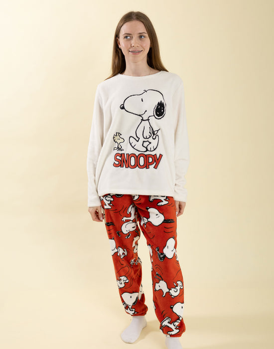 Peanuts Snoopy Womens Red Long Sleeve Long Leg Pyjama Set