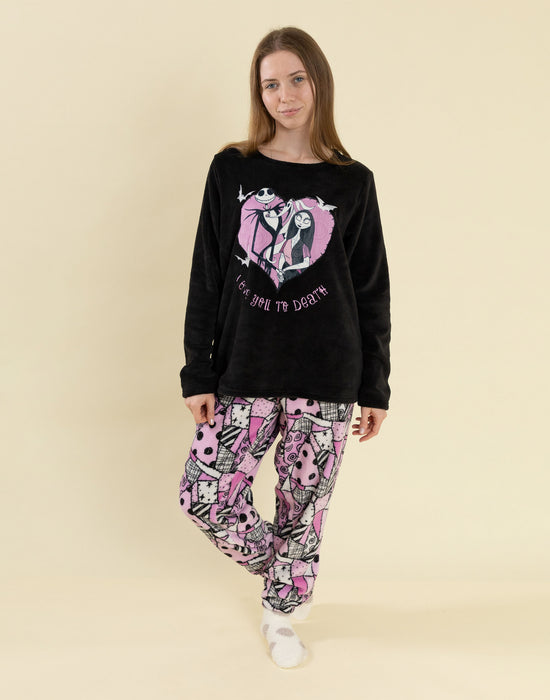 The Nightmare Before Christmas LOGO Womens Pink Long Sleeve Long Leg Pyjama Set