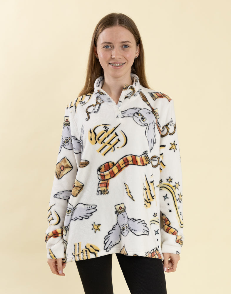 Harry Potter Hedwig Womens Quarter Zip Jumper