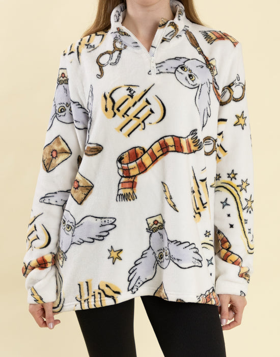 Harry Potter Hedwig Womens Quarter Zip Jumper