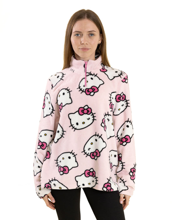 Hello Kitty Faces Womens Pink Jumper