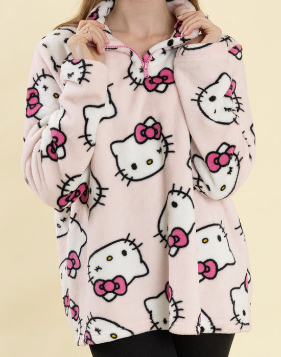 Hello Kitty Faces Womens Pink Jumper