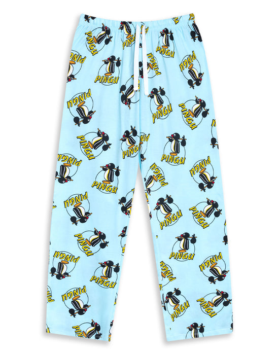 Pingu Character Womens Blue Short Sleeve Long Leg Pyjama Set