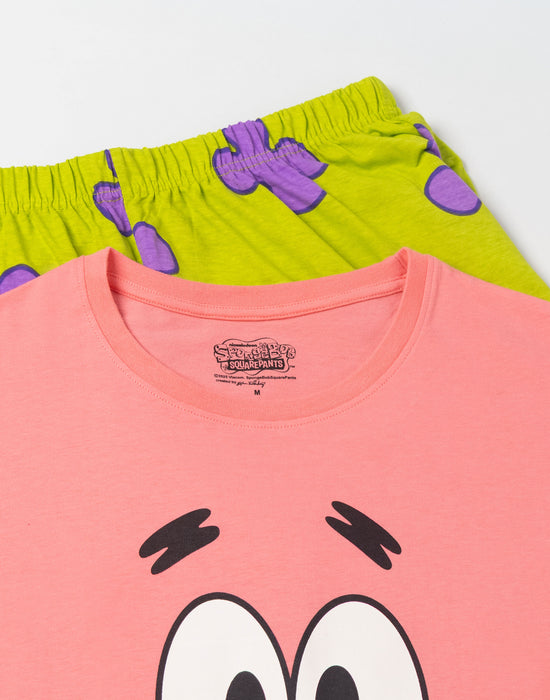 SpongeBob SquarePants Patrick Womens Pink Short Sleeve Long Leg Pyjama Set